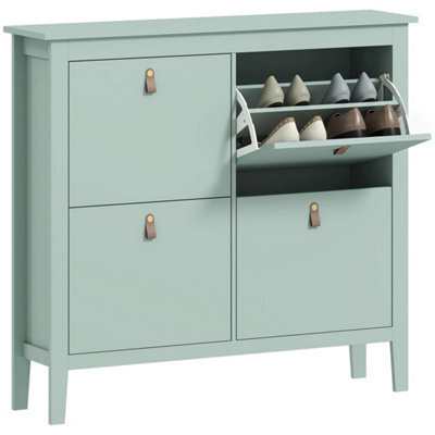 4 Drawer Shoe Cabinet With Flip Doors For Hallway, Entryway, Green - image 1