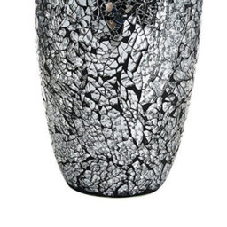 London Boutique Decorative Vase Mosaic Black Handmade Glitter Vase Sparkle Glass Gift Present (Black) - thumbnail 4