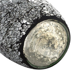 London Boutique Decorative Vase Mosaic Black Handmade Glitter Vase Sparkle Glass Gift Present (Black) - thumbnail 3