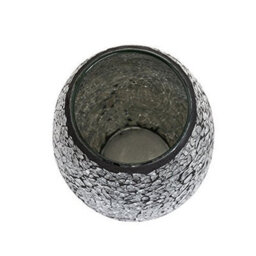 London Boutique Decorative Vase Mosaic Black Handmade Glitter Vase Sparkle Glass Gift Present (Black) - thumbnail 2