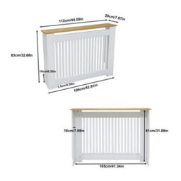 Fativo Vertical Radiator Cover Grill Shelf Cabinet Mdf Wood Modern Traditional Furniture (H 830 X W 1120 X D 200 mm) - thumbnail 2