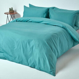 Homescapes Teal Egyptian Cotton Fitted Sheet 200 Tc, Small Double - thumbnail 4