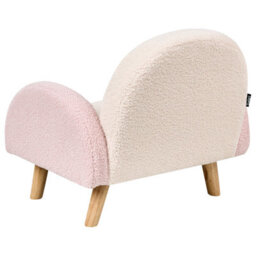 Wyld And Coco Kids Armchair Pastel Pink Boucle Upholstered With Rubberwood Legs, Compact 52 X 46 X 46 Cm - thumbnail 6