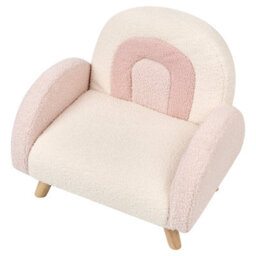 Wyld And Coco Kids Armchair Pastel Pink Boucle Upholstered With Rubberwood Legs, Compact 52 X 46 X 46 Cm - thumbnail 7