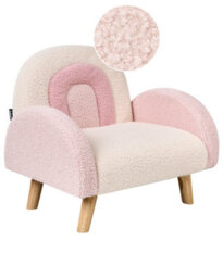 Wyld And Coco Kids Armchair Pastel Pink Boucle Upholstered With Rubberwood Legs, Compact 52 X 46 X 46 Cm - thumbnail 3