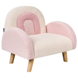 Wyld And Coco Kids Armchair Pastel Pink Boucle Upholstered With Rubberwood Legs, Compact 52 X 46 X 46 Cm - thumbnail 4