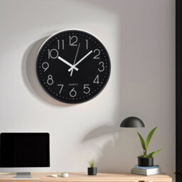 Living And Home 12 Inch Minimalist Wall Clock With Arabic Numerals Black - thumbnail 1