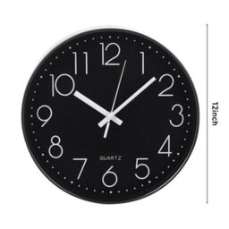 Living And Home 12 Inch Minimalist Wall Clock With Arabic Numerals Black - thumbnail 5