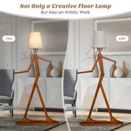 Costway Wooden Tall Floor Lamp Corner Decorative Humanoid Light Fixture Changeable Shape - thumbnail 4