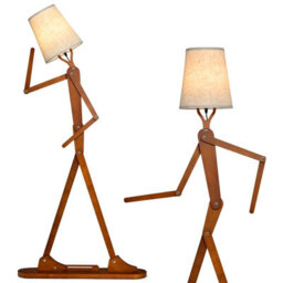 Costway Wooden Tall Floor Lamp Corner Decorative Humanoid Light Fixture Changeable Shape - thumbnail 2