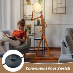 Costway Wooden Tall Floor Lamp Corner Decorative Humanoid Light Fixture Changeable Shape - thumbnail 7