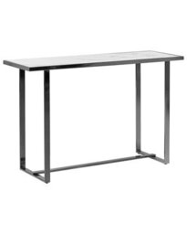 Beliani Modern Console Table White Silver Marble-Effect Tempered Glass Top 120 X 40 Cm Elegant Hallway Accent - thumbnail 3