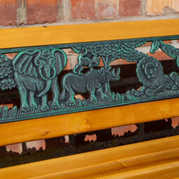 Samuel Alexander Kids 2 Seater Wooden & Cast Iron Garden Patio Childrens Bench With Animal Design - thumbnail 8