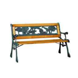 Samuel Alexander Kids 2 Seater Wooden & Cast Iron Garden Patio Childrens Bench With Animal Design - thumbnail 9