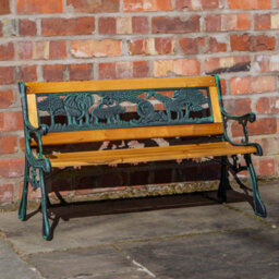 Samuel Alexander Kids 2 Seater Wooden & Cast Iron Garden Patio Childrens Bench With Animal Design - thumbnail 3