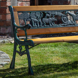 Samuel Alexander Kids 2 Seater Wooden & Cast Iron Garden Patio Childrens Bench With Animal Design - thumbnail 6