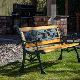 Samuel Alexander Kids 2 Seater Wooden & Cast Iron Garden Patio Childrens Bench With Animal Design - thumbnail 5