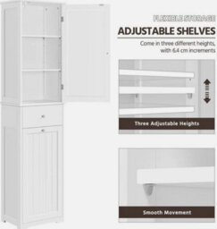 Tall Bathroom Laundry Cabinet With Basket And Upper Single Door Cabinet - thumbnail 4