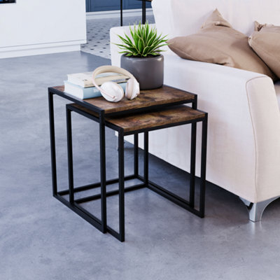 Lassic Vida Designs Brooklyn Dark Wood Nest Of Tables Set Of 2 Industrial Design Coffee Side End Table - image 1