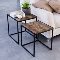 Lassic Vida Designs Brooklyn Dark Wood Nest Of Tables Set Of 2 Industrial Design Coffee Side End Table - thumbnail 5