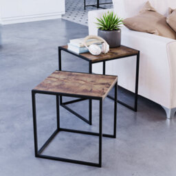 Lassic Vida Designs Brooklyn Dark Wood Nest Of Tables Set Of 2 Industrial Design Coffee Side End Table - thumbnail 6