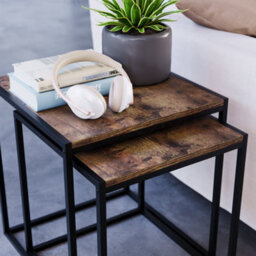 Lassic Vida Designs Brooklyn Dark Wood Nest Of Tables Set Of 2 Industrial Design Coffee Side End Table - thumbnail 3
