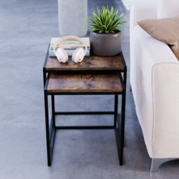 Lassic Vida Designs Brooklyn Dark Wood Nest Of Tables Set Of 2 Industrial Design Coffee Side End Table - thumbnail 4