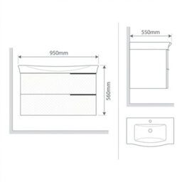 Bathroom City Elvia 950mm White Bathroom Vanity Unit & Basin Set - Wide Diamond Front Cabinet With Storage Drawers - Black Handle - thumbnail 7