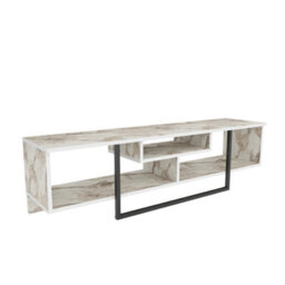 Decorotika Astona Tv Stand Tv Unit For Tvs Up To 65 Inch White Marble Effect And Black - thumbnail 6