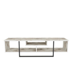 Decorotika Astona Tv Stand Tv Unit For Tvs Up To 65 Inch White Marble Effect And Black - thumbnail 5