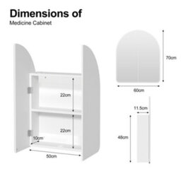 Keepreaper 60X70Cm Beveled Edge Frameless Arched 2 Door E1 Moisture-Proof Bathroom Mirror Cabinet Ip44 - thumbnail 8