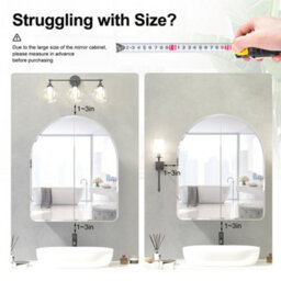 Keepreaper 60X70Cm Beveled Edge Frameless Arched 2 Door E1 Moisture-Proof Bathroom Mirror Cabinet Ip44 - thumbnail 5