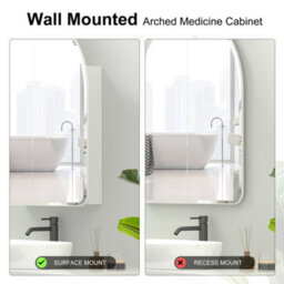 Keepreaper 60X70Cm Beveled Edge Frameless Arched 2 Door E1 Moisture-Proof Bathroom Mirror Cabinet Ip44 - thumbnail 6