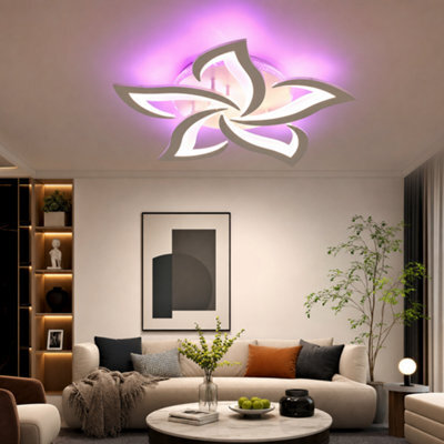 Modern Chandelier Led Lamp With Rgb Backlight - White Frame Ceiling Light - image 1
