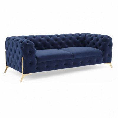 Stratus Interiors Modern Italian Chesterfield Sofa Plush Velvet 3 Seater 195W - image 1