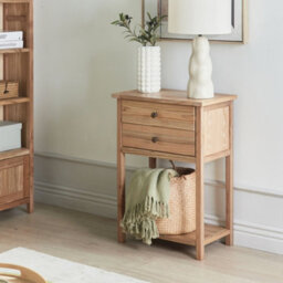 Wyld And Coco Sassafras Wood Co Console Table, Light Natural Wood, 53Cm, 2 Drawers - thumbnail 2