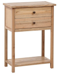 Wyld And Coco Sassafras Wood Co Console Table, Light Natural Wood, 53Cm, 2 Drawers - thumbnail 3