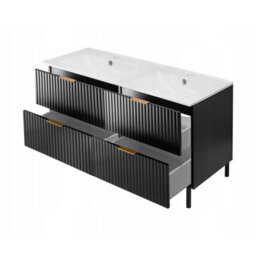 Heze Furniture Flow Bathroom Set Of 2 Standing Vanity Cabinets With Basins 120Cm - Black - thumbnail 3