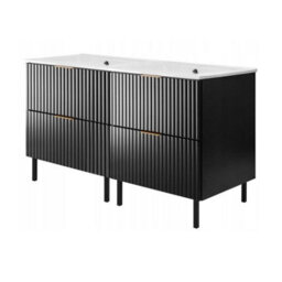 Heze Furniture Flow Bathroom Set Of 2 Standing Vanity Cabinets With Basins 120Cm - Black - thumbnail 1