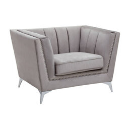 Orsina Grey Velvet Chair, Comfortable Velvet Desk Chair, Backrest Velvet Armchair, Cozy Armchair - thumbnail 2