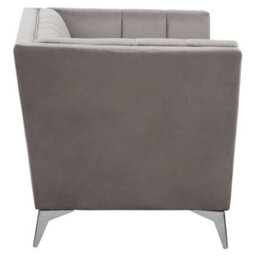 Orsina Grey Velvet Chair, Comfortable Velvet Desk Chair, Backrest Velvet Armchair, Cozy Armchair - thumbnail 3