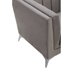 Orsina Grey Velvet Chair, Comfortable Velvet Desk Chair, Backrest Velvet Armchair, Cozy Armchair - thumbnail 7