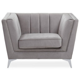 Orsina Grey Velvet Chair, Comfortable Velvet Desk Chair, Backrest Velvet Armchair, Cozy Armchair