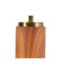 Lighting Supermarket Cylinder Wood Effect Print/gold Table Lamp With Cream Pleat Shade - thumbnail 3