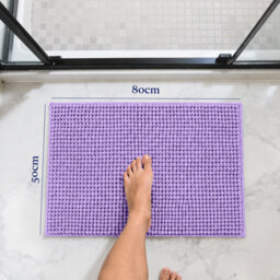 Aspire Homeware Quick Dry Chenille Bathmat Soft Water Absorbent Shower Mat Non-Slip Floor Mat, Purple (L)80Cm X (W)50Cm - thumbnail 6