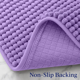Aspire Homeware Quick Dry Chenille Bathmat Soft Water Absorbent Shower Mat Non-Slip Floor Mat, Purple (L)80Cm X (W)50Cm - thumbnail 3