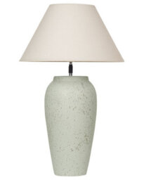 Beliani White Ceramic Table Lamp With Adjustable Linen Cone Shade - W35 X D35 X H57Cm - thumbnail 2