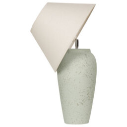 Beliani White Ceramic Table Lamp With Adjustable Linen Cone Shade - W35 X D35 X H57Cm - thumbnail 3