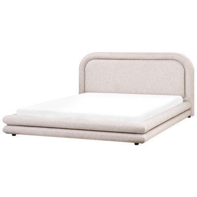 Beliani Bed Faux Linen Lavardens 180 X 200 Cm (Eu Super King) Taupe - image 1