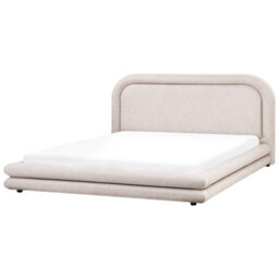 Beliani Bed Faux Linen Lavardens 180 X 200 Cm (Eu Super King) Taupe - thumbnail 1